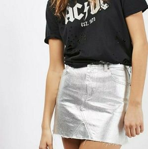 TOPSHOP Silver Metallic Skirt
